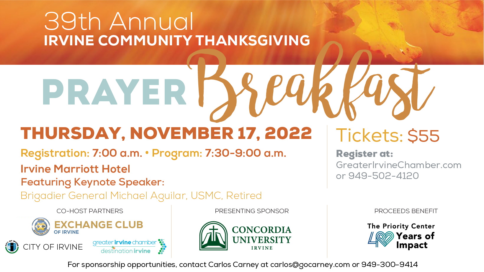 39th Annual Irvine Community Thanksgiving Prayer Breakfast